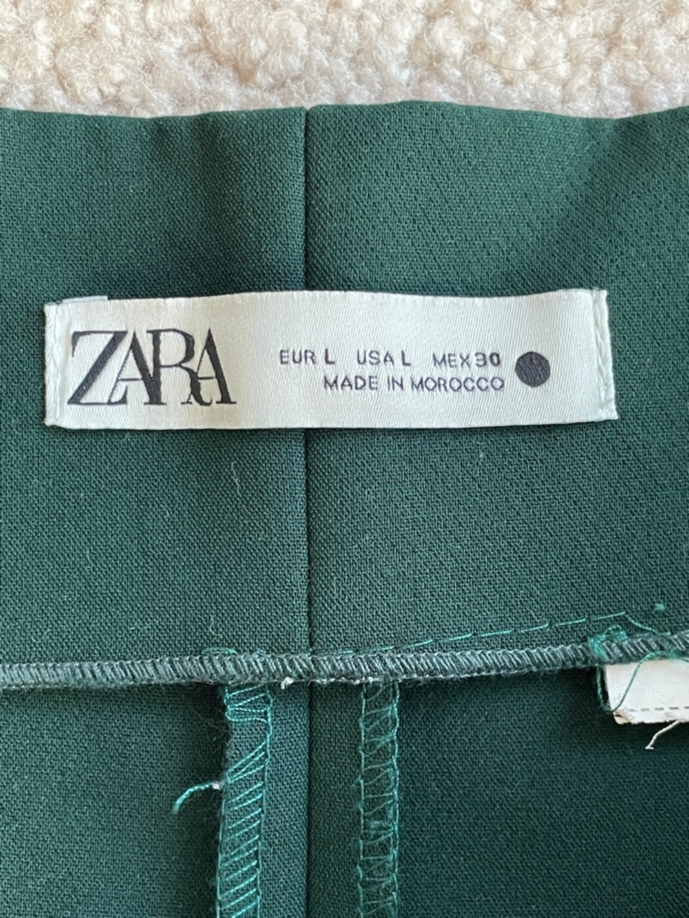 Zara Dark Green Wide Leg High Waist Pleated Business Trouser Pants Size Large - Picture 3 of 11